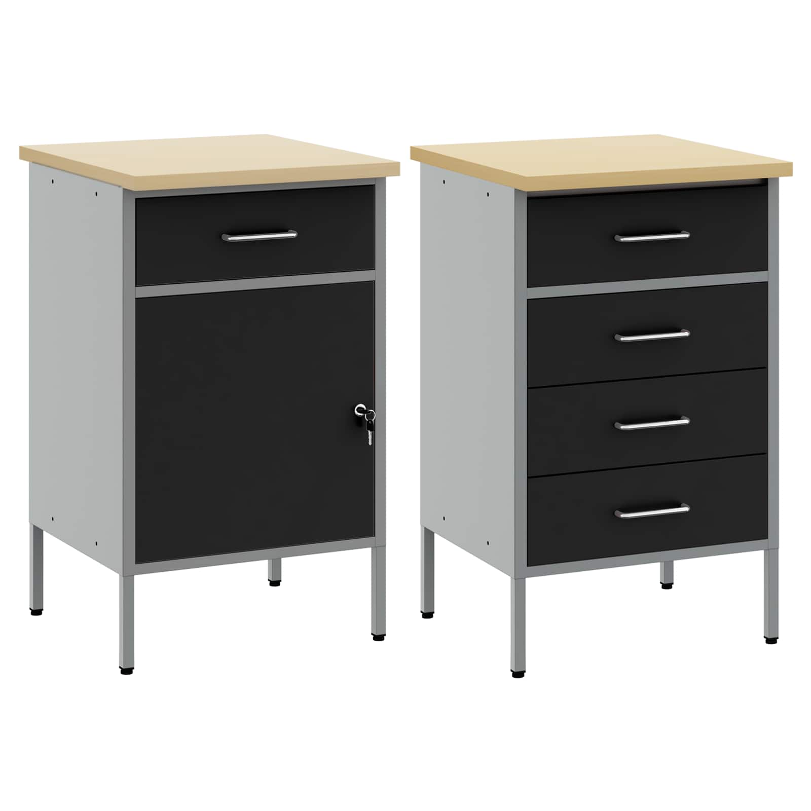 Dulap de lucru cu sertar 2 pcs Negru și Gri 100 x 55 x 85 cm GartenMobel Dekor