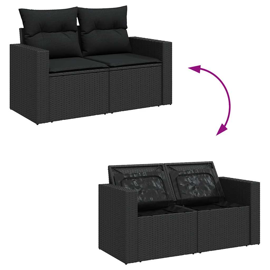Set mobilier de grădină cu perne, 9 piese, negru, poliratan GartenMobel Dekor