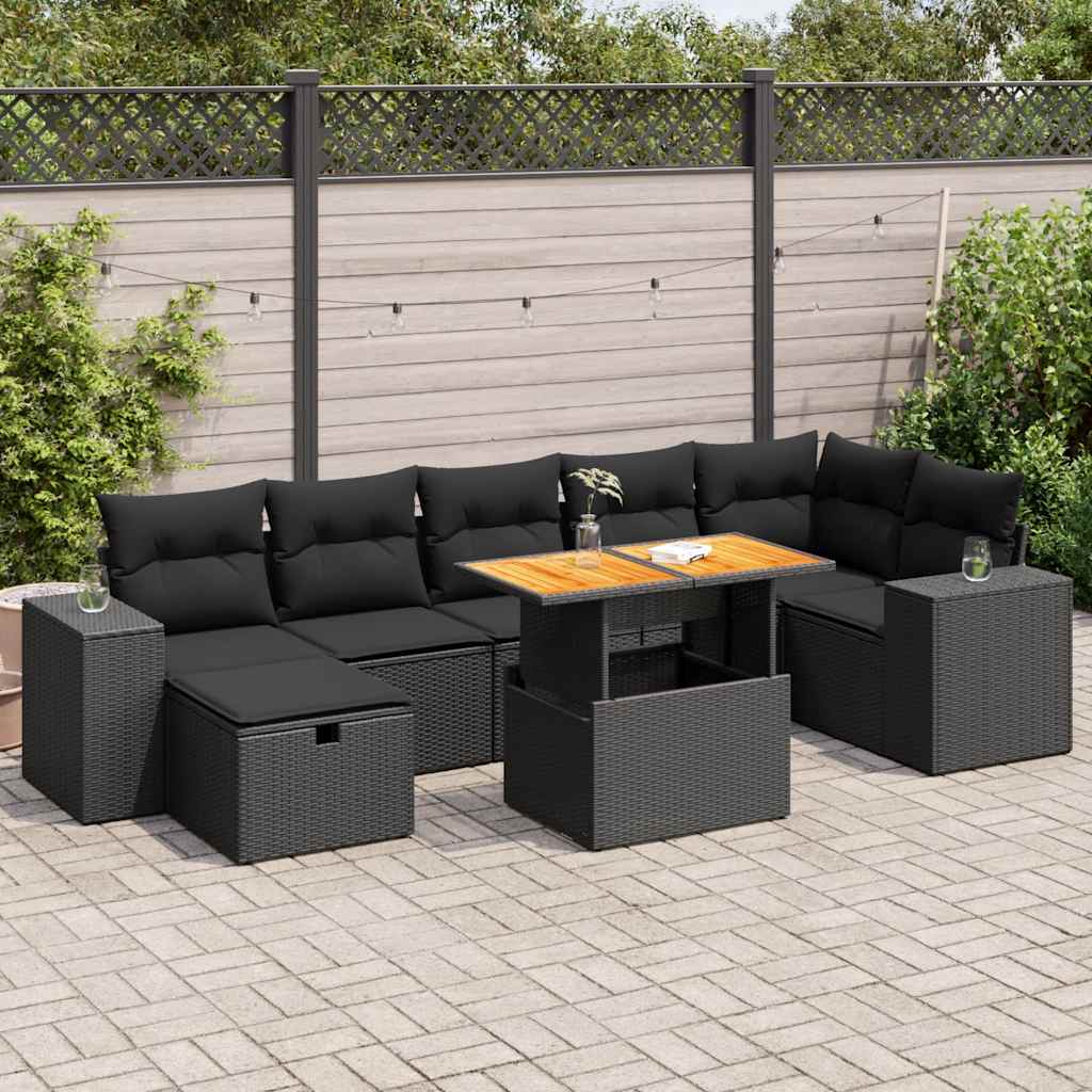 Set mobilier de grădină cu perne, 5 piese,poliratan/lemn acacia GartenMobel Dekor
