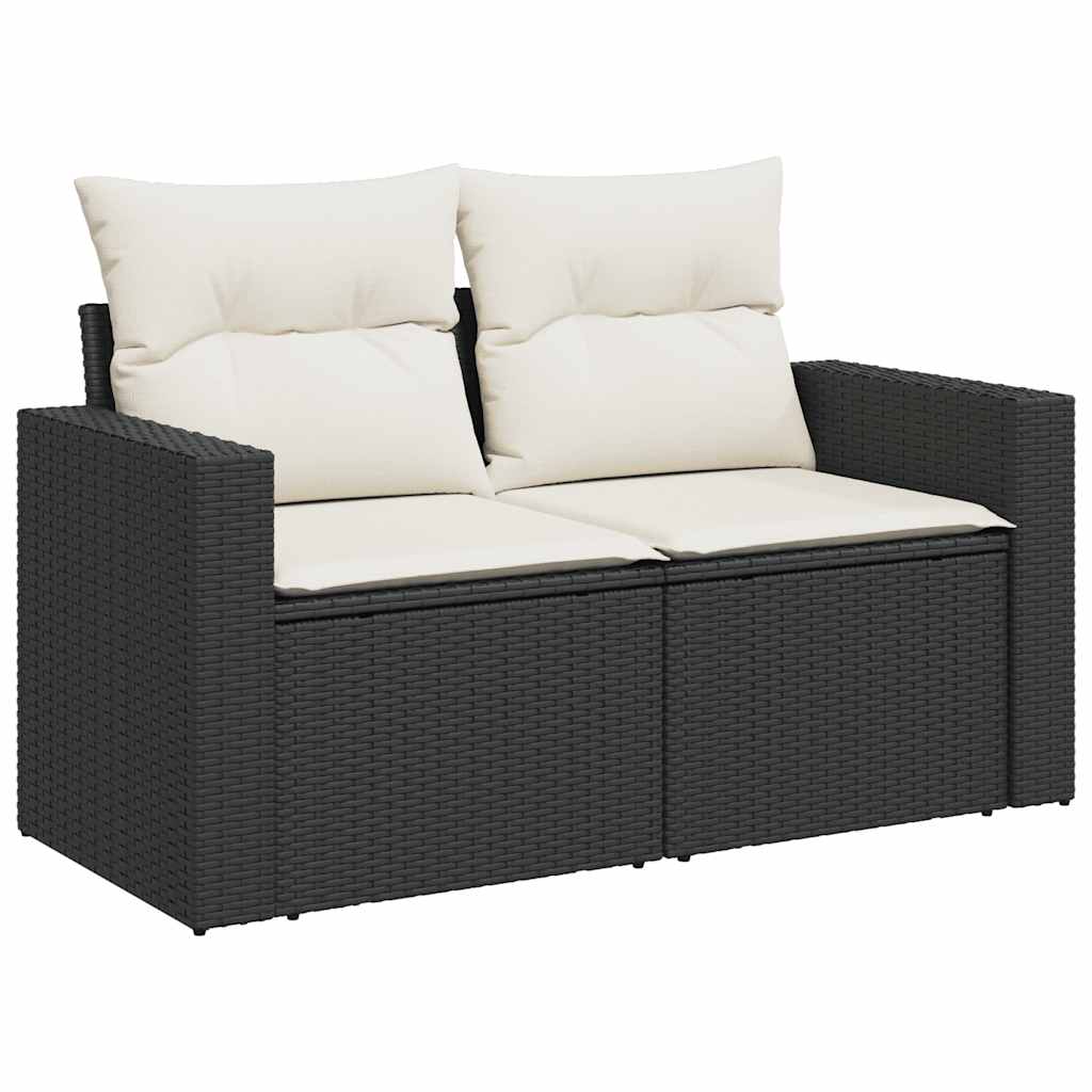 Set mobilier grădină perne 9 piese negru poliratan/lemn acacia GartenMobel Dekor