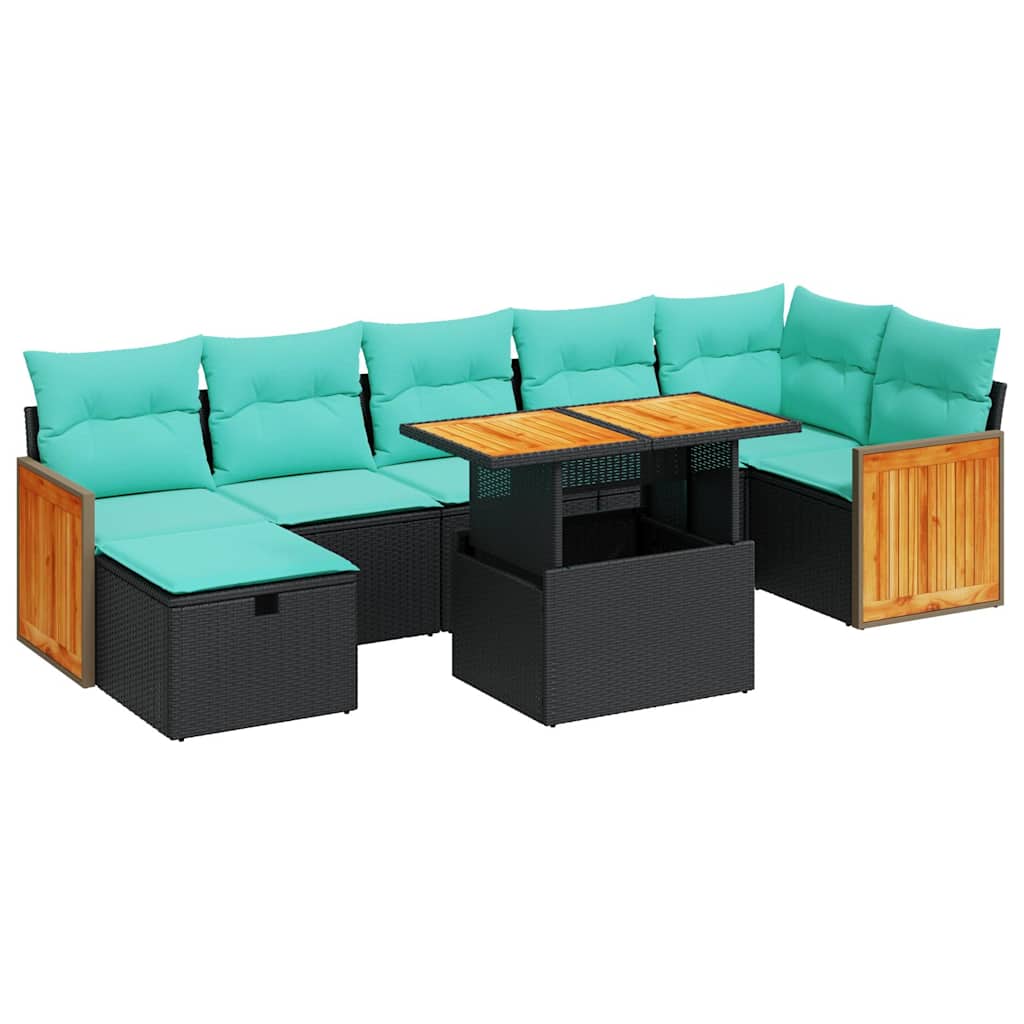 Set canapele grădină cu perne 8 piese gri poliratan/lemn acacia GartenMobel Dekor