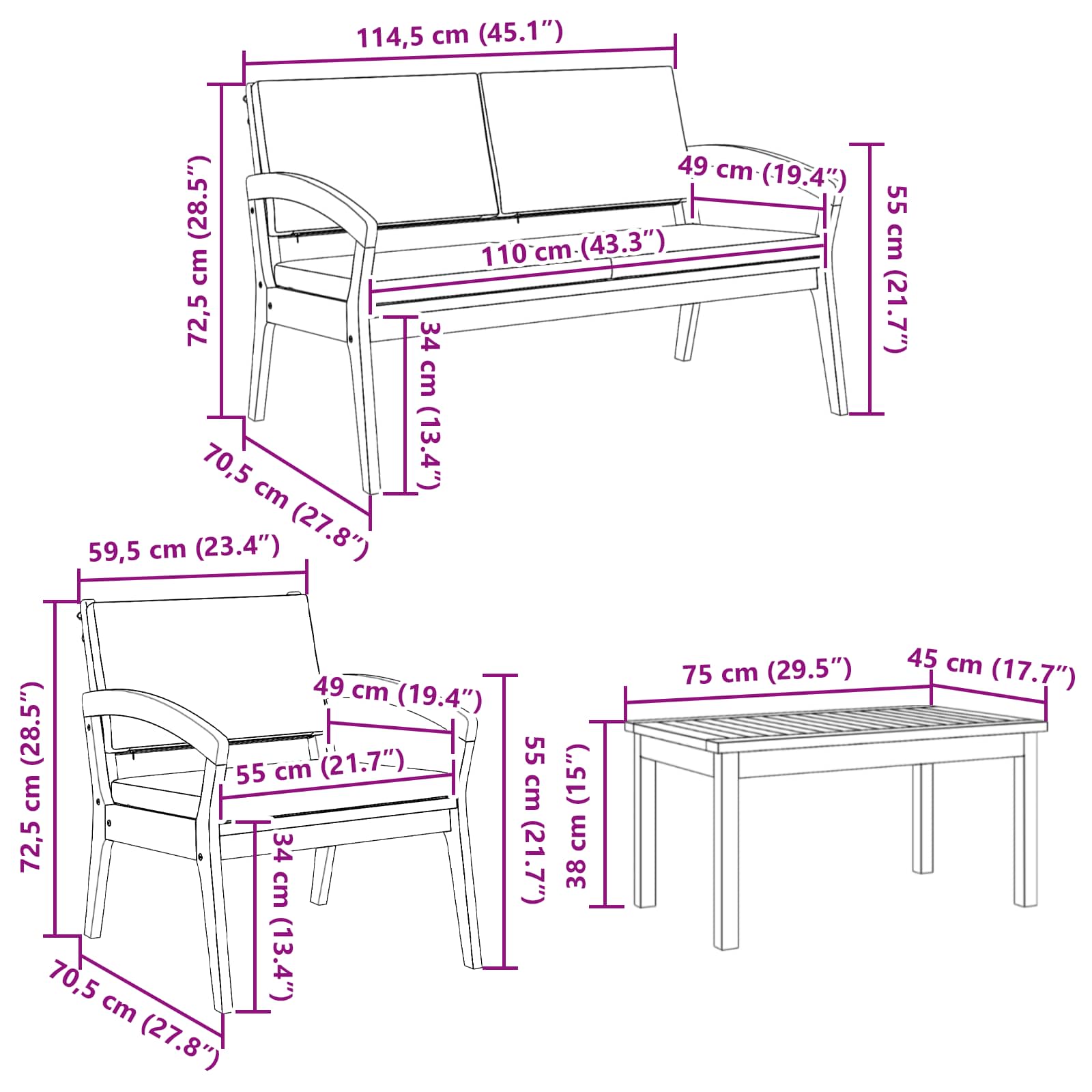 Set bistro cu pernă 5 pcs Maro Poliester GartenMobel Dekor