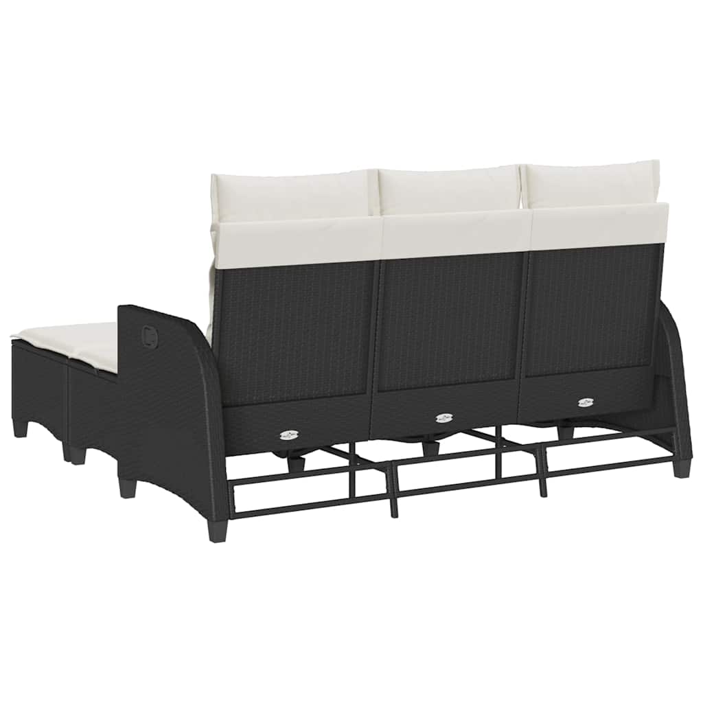 Set canapea grădină 3 piese cu perne formă L polirattan negru GartenMobel Dekor