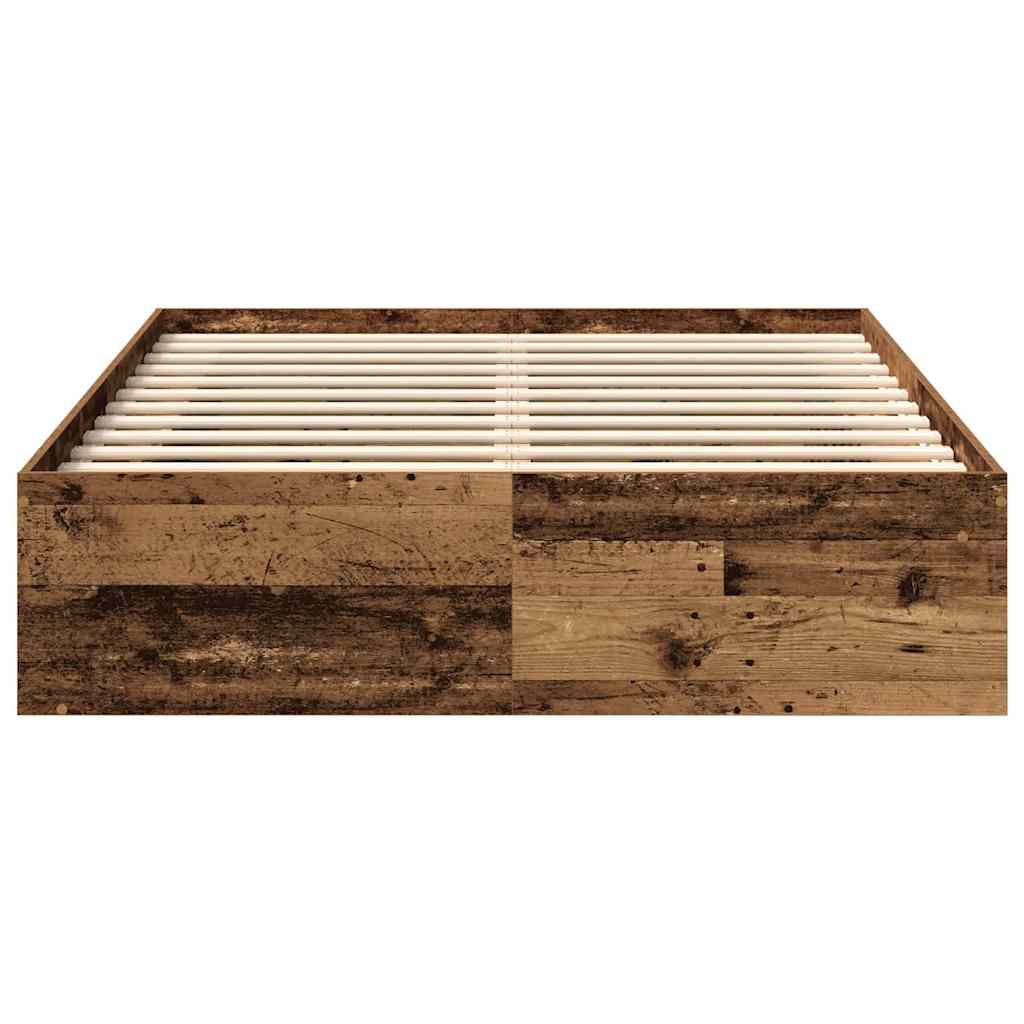 Cadru de pat fără saltea Lemn vechi 140x190cm Lemn prelucrat GartenMobel Dekor