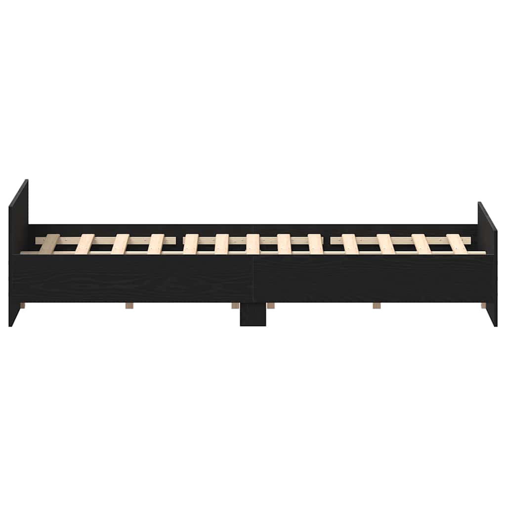 Cadru pat fără saltea, stejar negru, 135x190 cm, lemn prelucrat GartenMobel Dekor