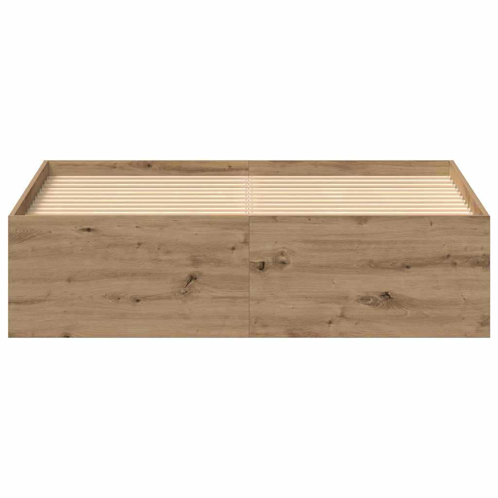 Cadru pat fără saltea Stejar Artisan 135x190cm Lemn prelucrat GartenMobel Dekor