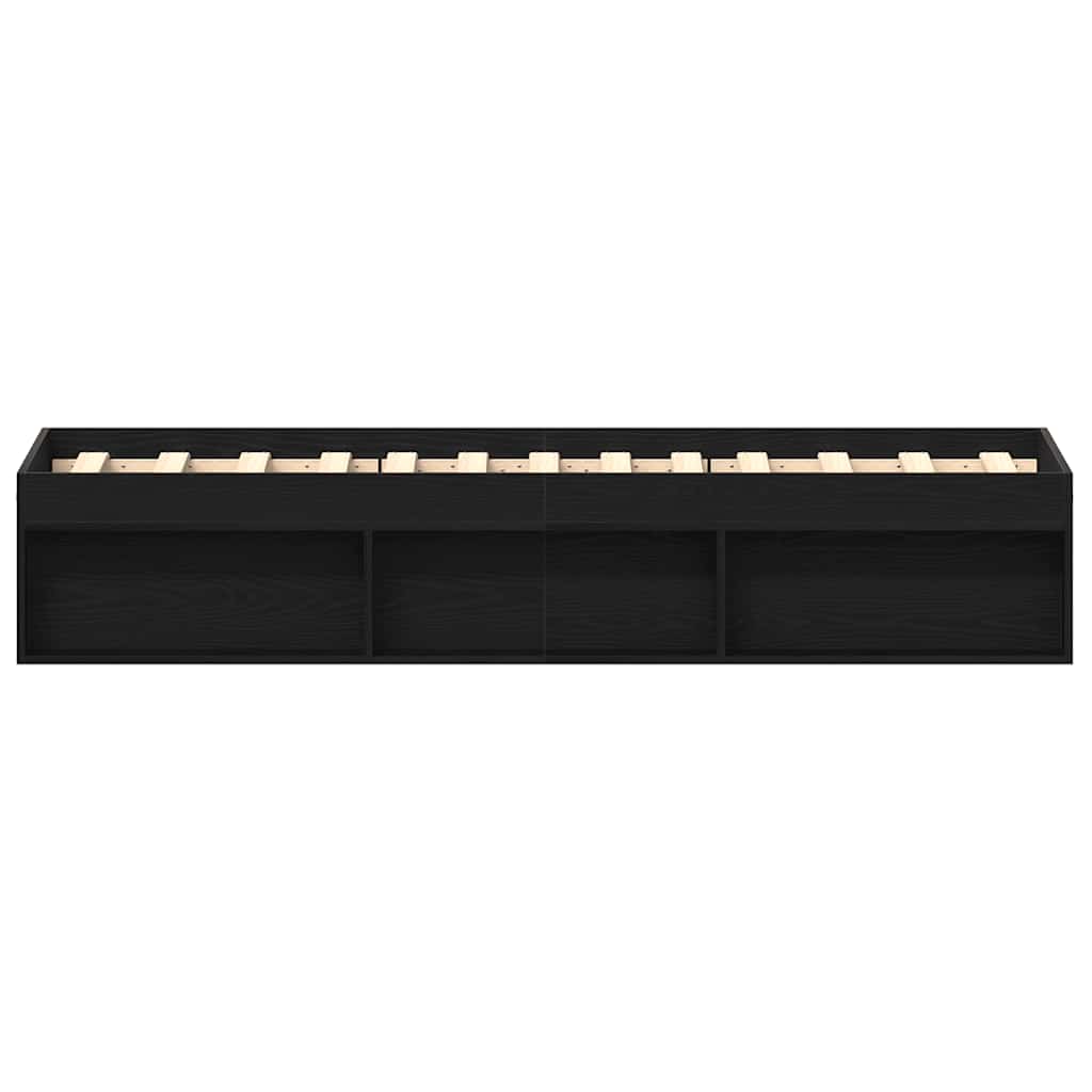 Cadru de pat fără saltea Stejar negru 100x200 cm Lemn prelucrat GartenMobel Dekor