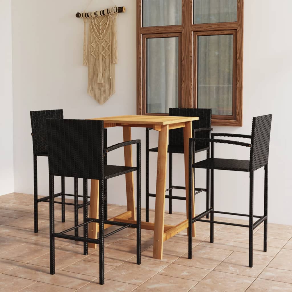 Set mobilier de bar de gradină, 5 piese, negru GartenMobel Dekor
