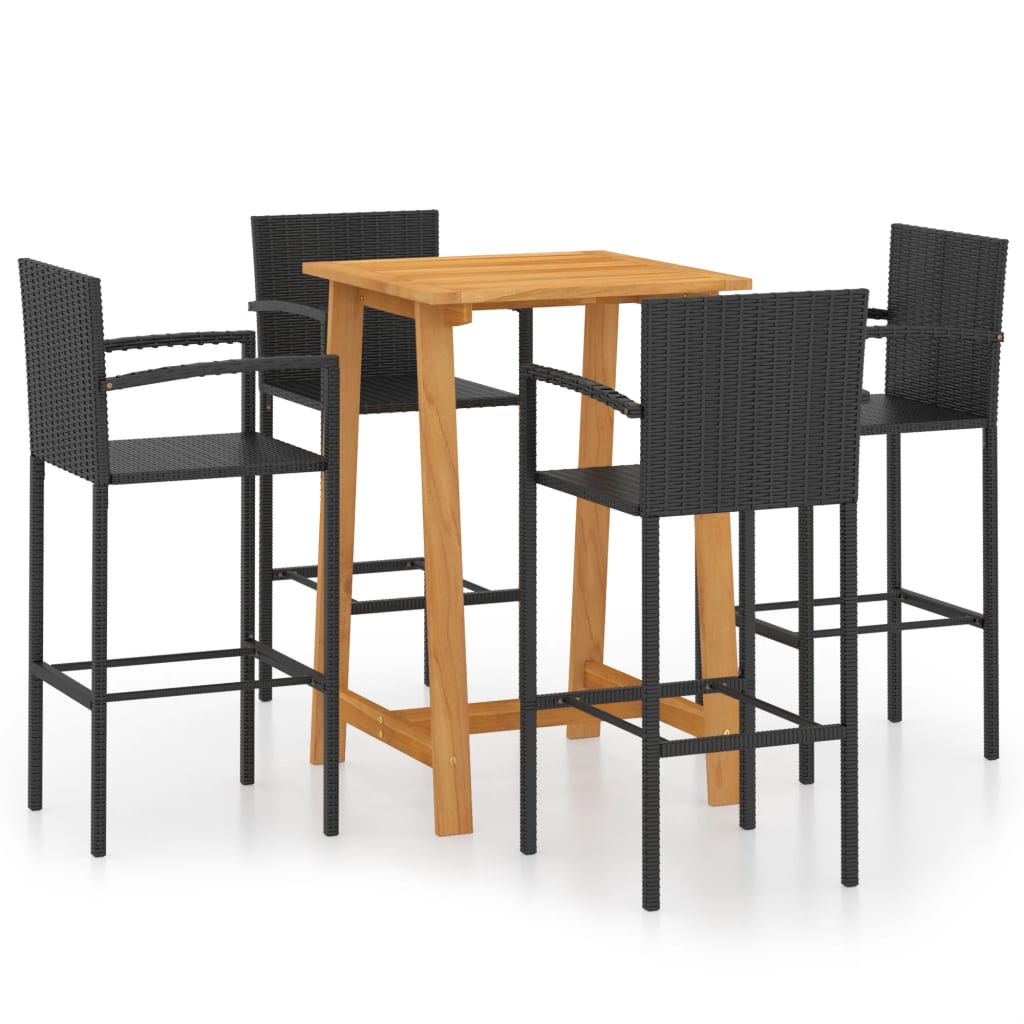 Set mobilier de bar de gradină, 5 piese, negru GartenMobel Dekor