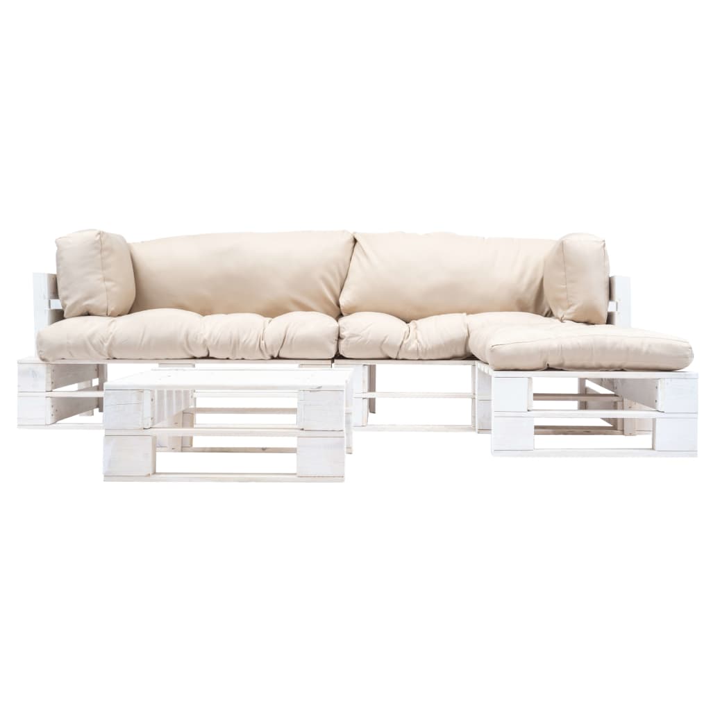 Set mobilier grădină paleți cu perne nisipii, 4 piese, lemn GartenMobel Dekor