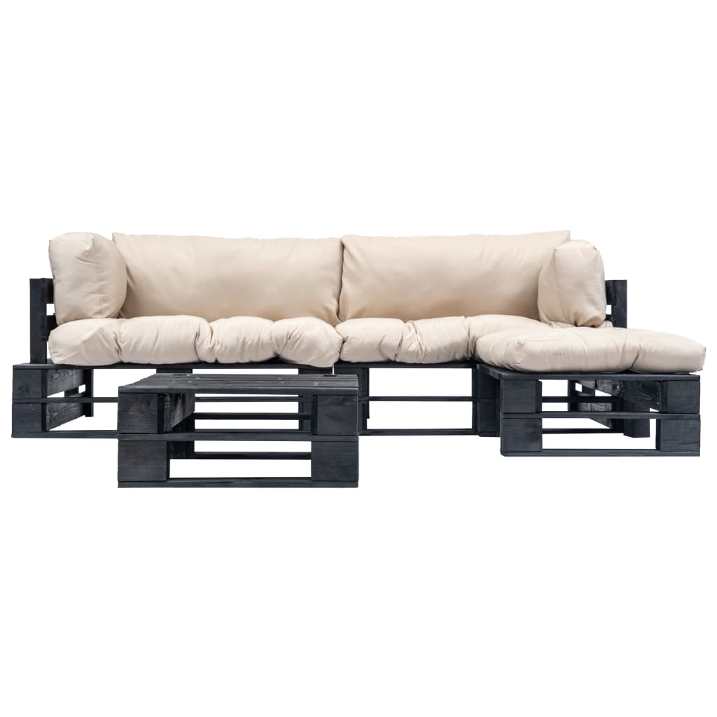 Set mobilier grădină paleți cu perne nisipii, 4 piese, lemn GartenMobel Dekor