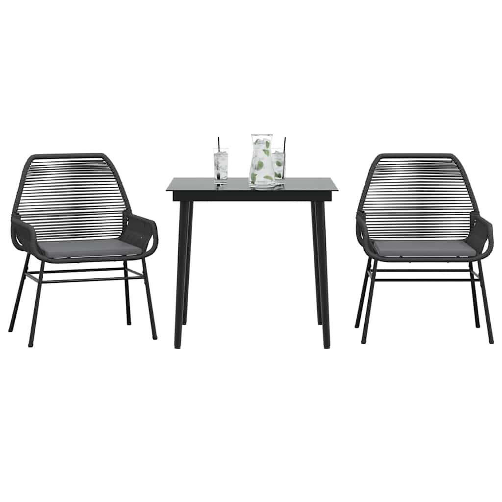 Set de sufragerie de grădină 3 piese neagră GartenMobel Dekor
