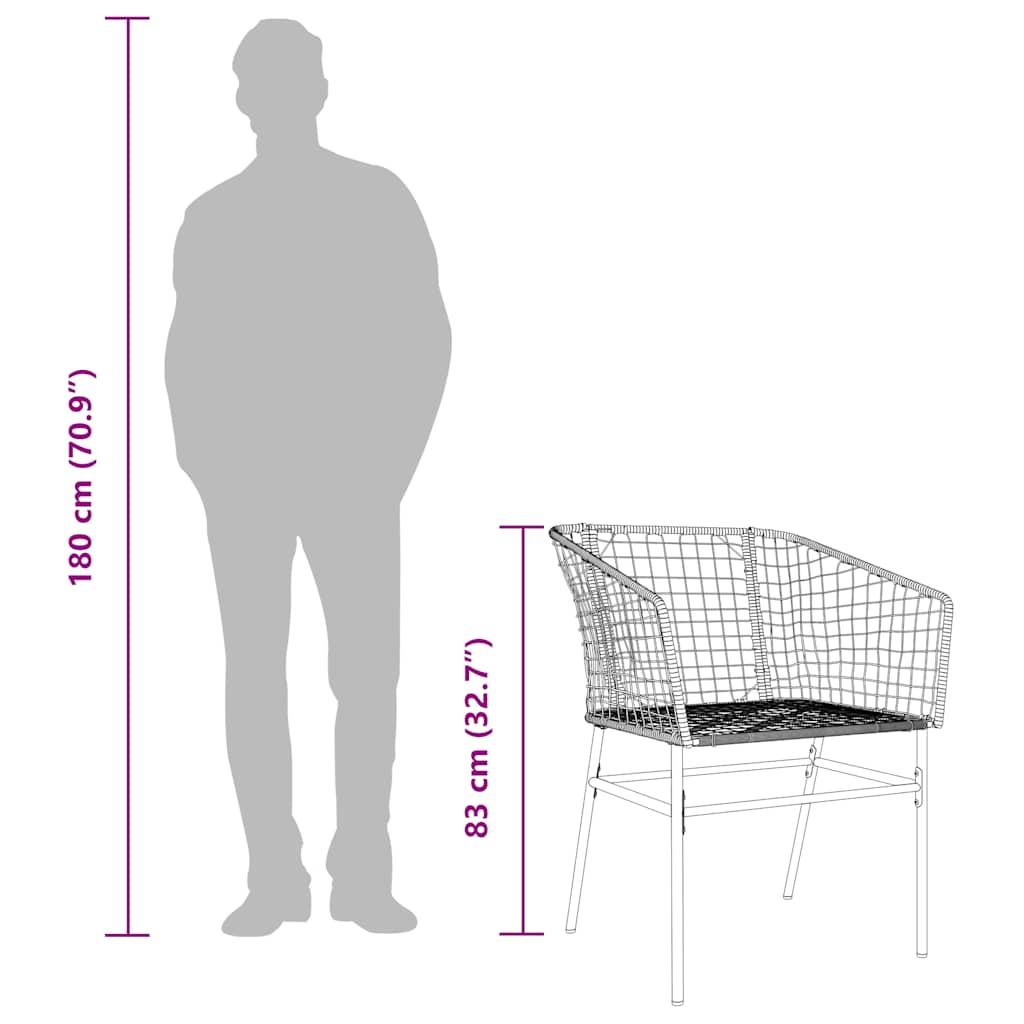 Set de sufragerie de grădină 3 piese sticlă neagră poli ratan GartenMobel Dekor