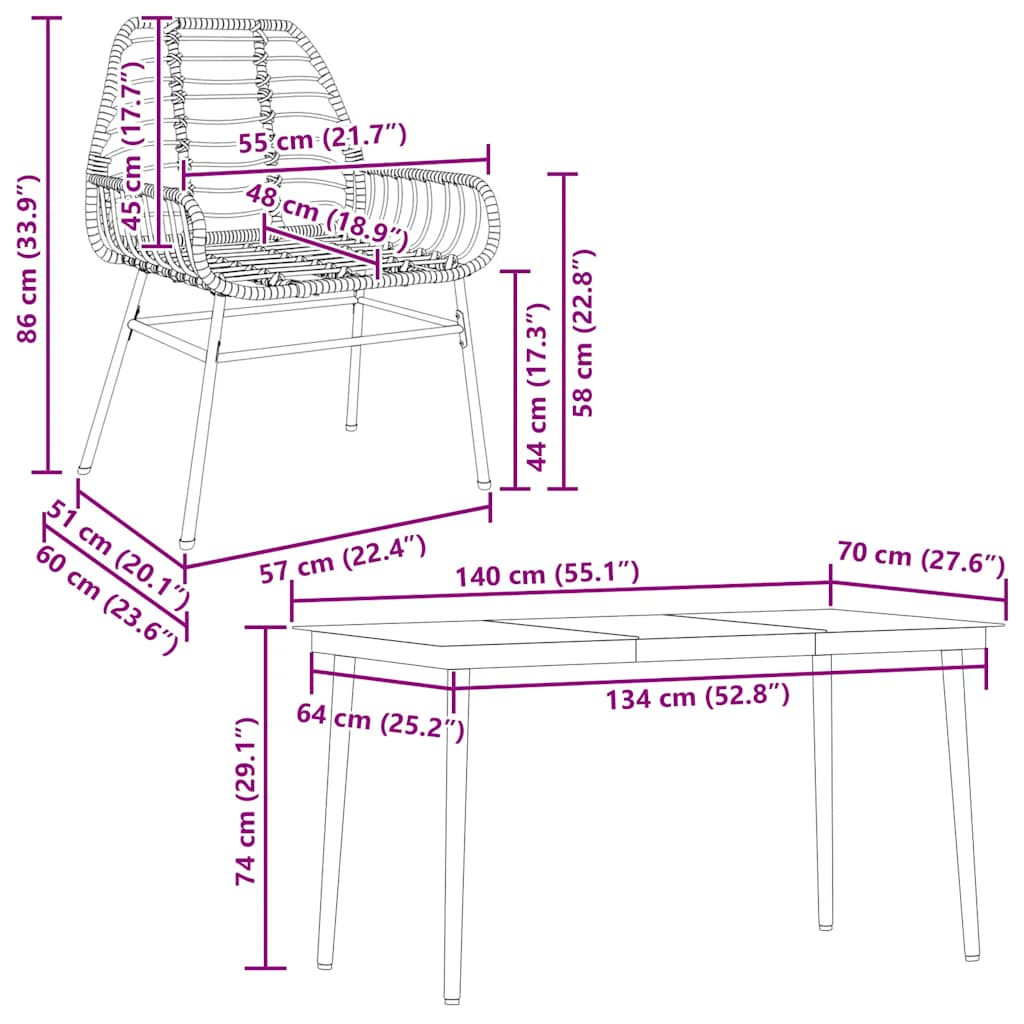 Set de sufragerie de grădină 5 piese sticlă maro din poli ratan GartenMobel Dekor