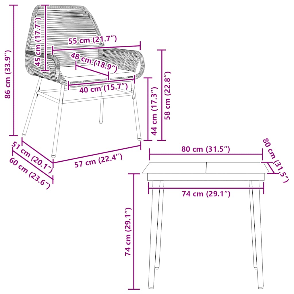 Set mobilier de grădină cu perne 3 piese maro sticlă polirattan GartenMobel Dekor