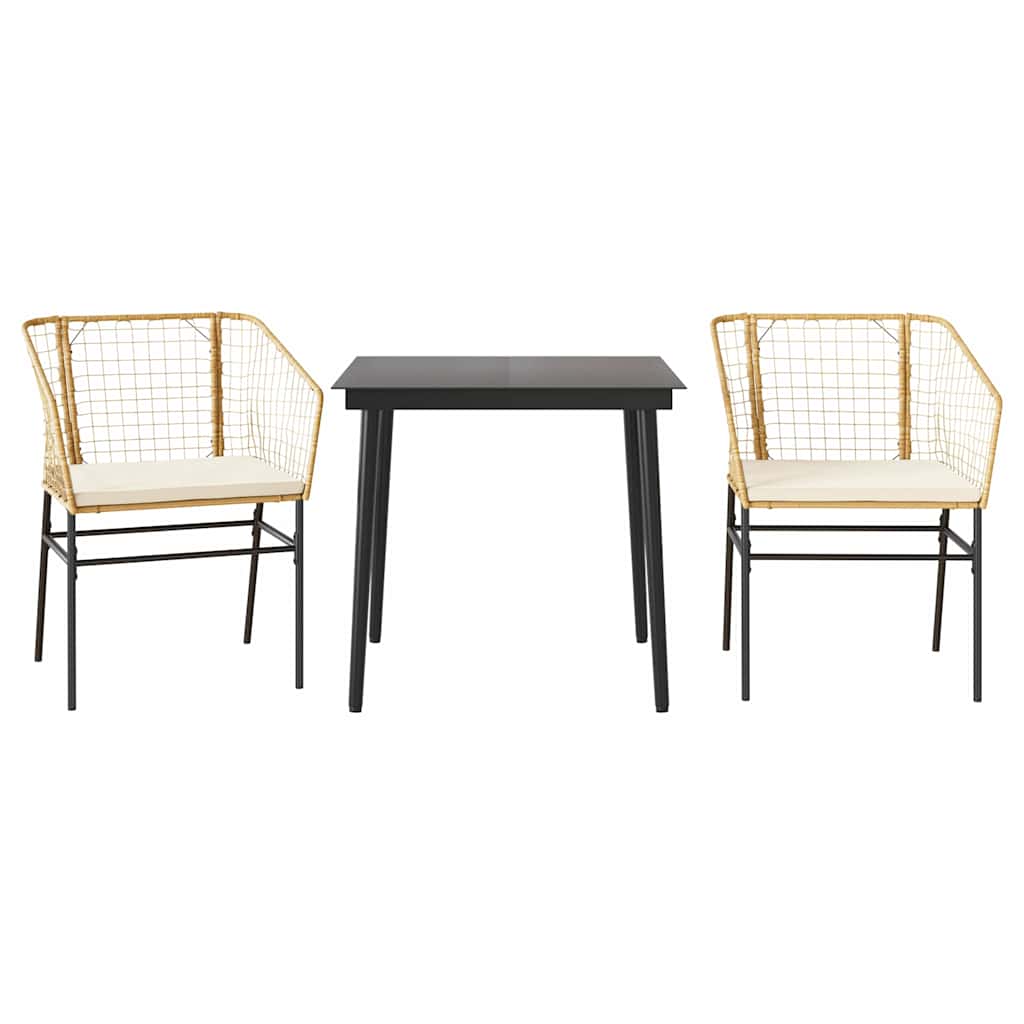 Set mobilier de grădină cu perne 3 piese maro sticlă polirattan GartenMobel Dekor