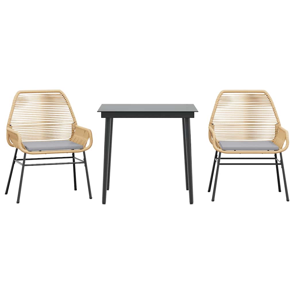 Set mobilier de grădină cu perne 3 piese maro sticlă polirattan GartenMobel Dekor