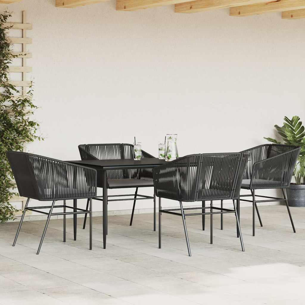 Set de sufragerie de grădină 5 piese neagră Sticlă Poly Rattan GartenMobel Dekor