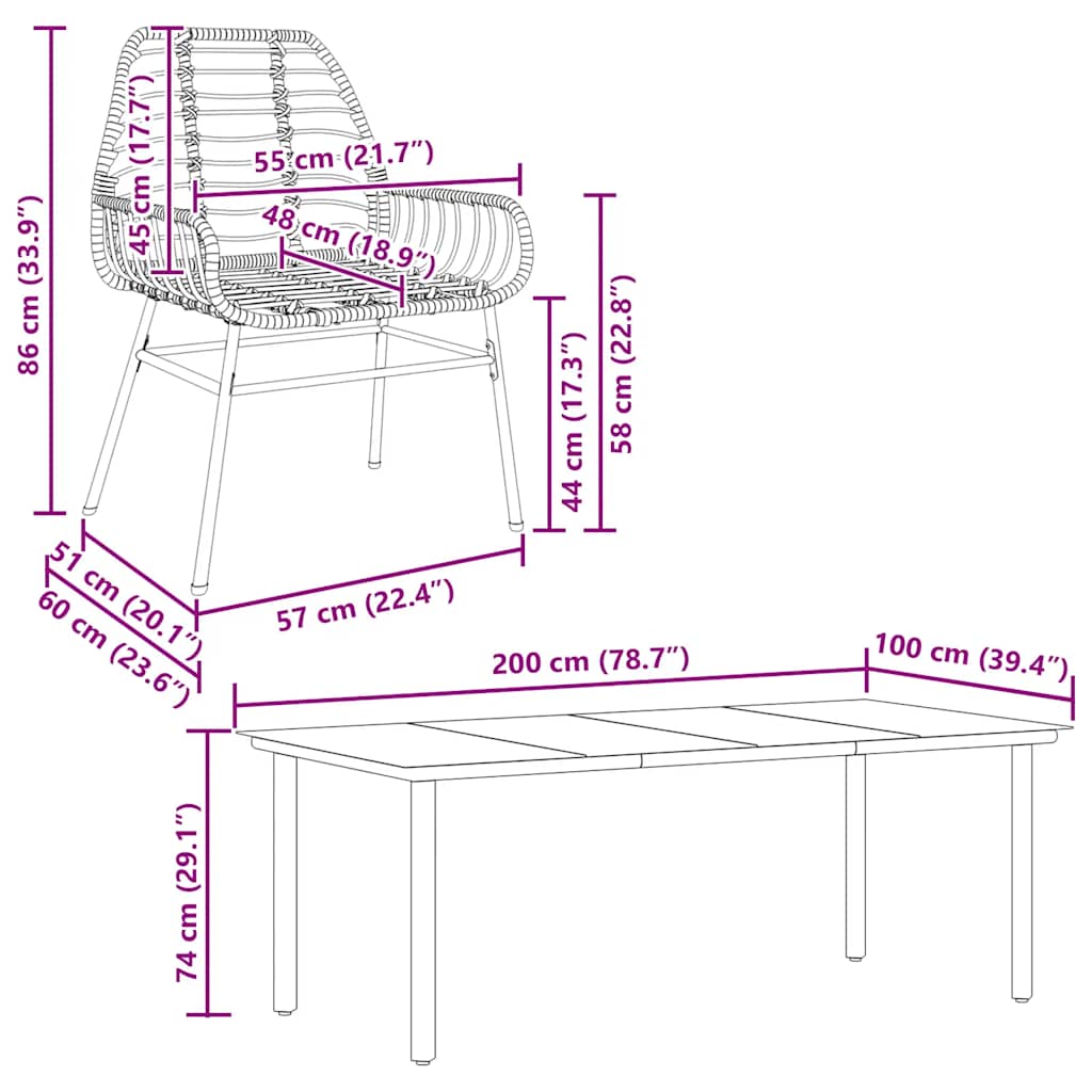 Set de sufragerie de grădină 7 piese sticlă neagră polirattan GartenMobel Dekor