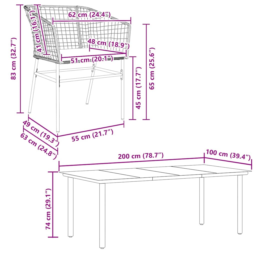 Set de sufragerie de grădină 9 piese neagră sticlă polirattan GartenMobel Dekor