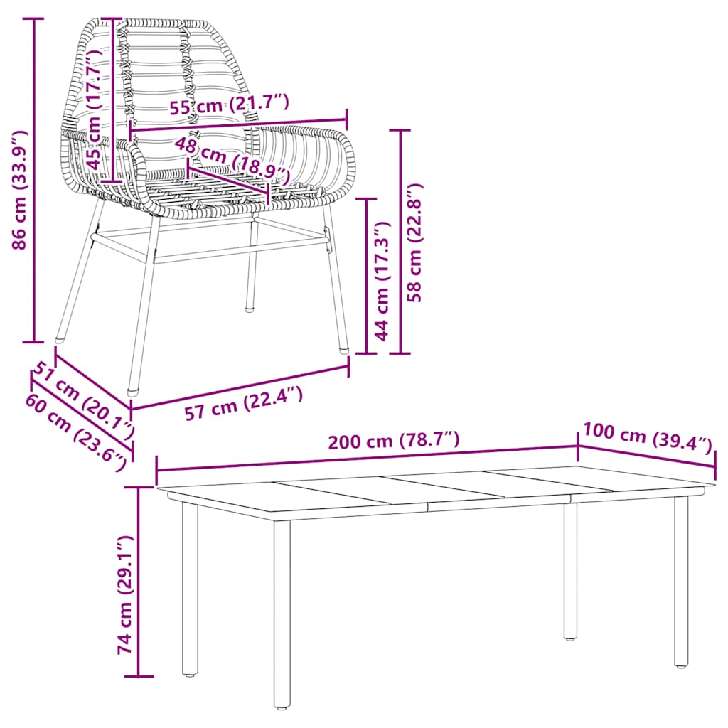 Set de sufragerie de grădină 9 piese sticlă neagră polirattan GartenMobel Dekor