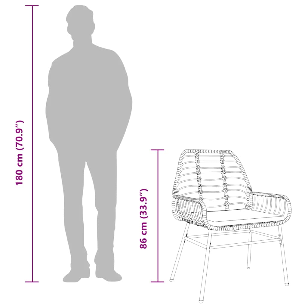 Set mobilier de grădină cu perne 3 piese maro sticlă polirattan GartenMobel Dekor