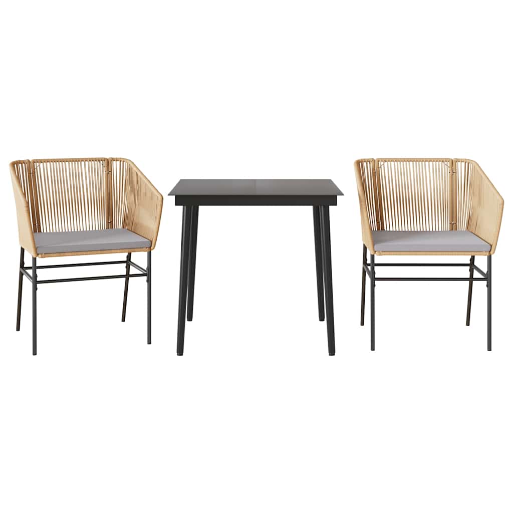 Set mobilier de grădină cu perne 3 piese maro sticlă polirattan GartenMobel Dekor