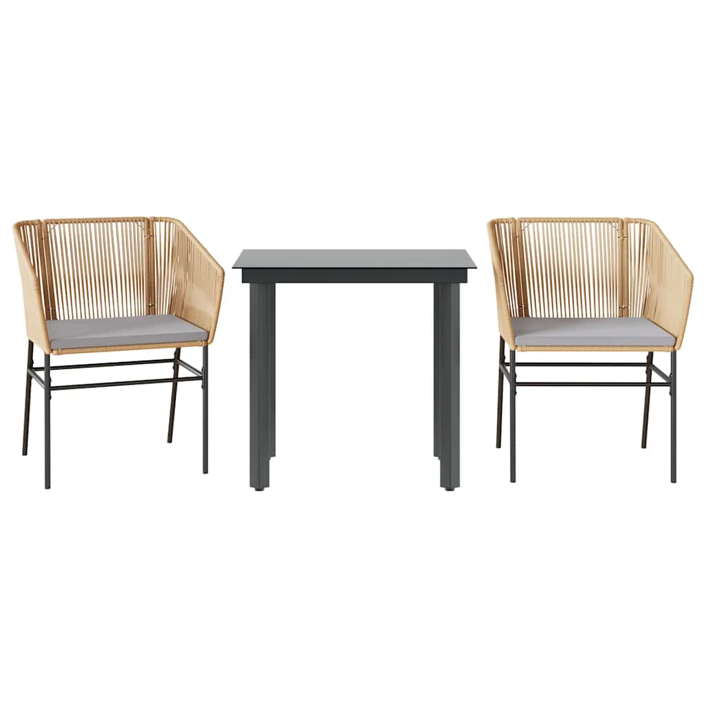 Set mobilier de grădină cu perne 3 piese maro sticlă polirattan GartenMobel Dekor