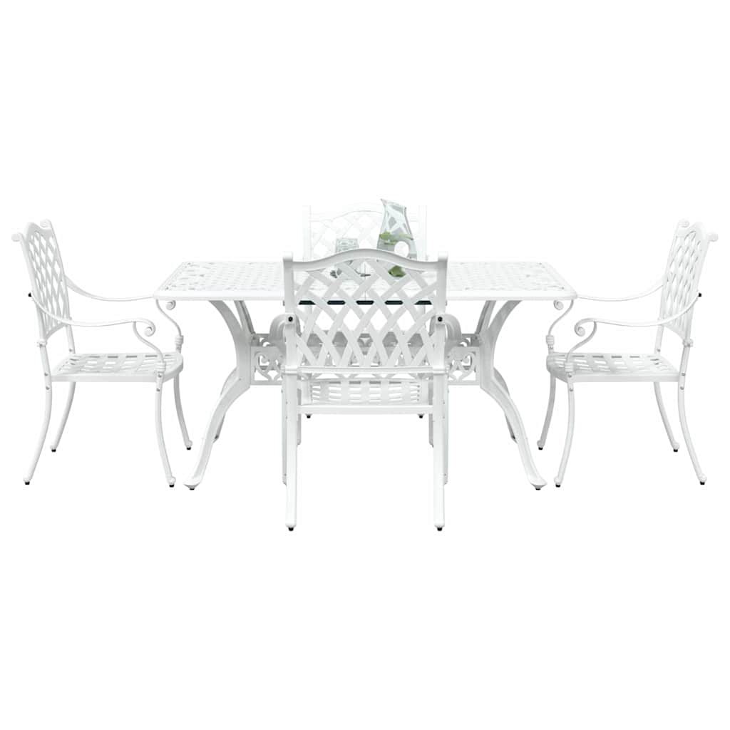 Set de masă pentru grădină 5 pcs Alb Aluminiu GartenMobel Dekor