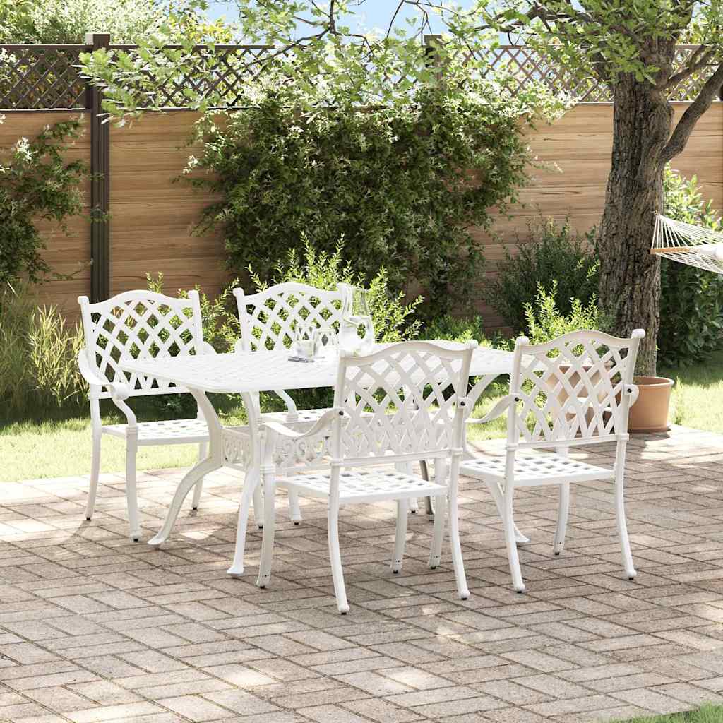 Set de masă pentru grădină 5 pcs Alb Aluminiu GartenMobel Dekor