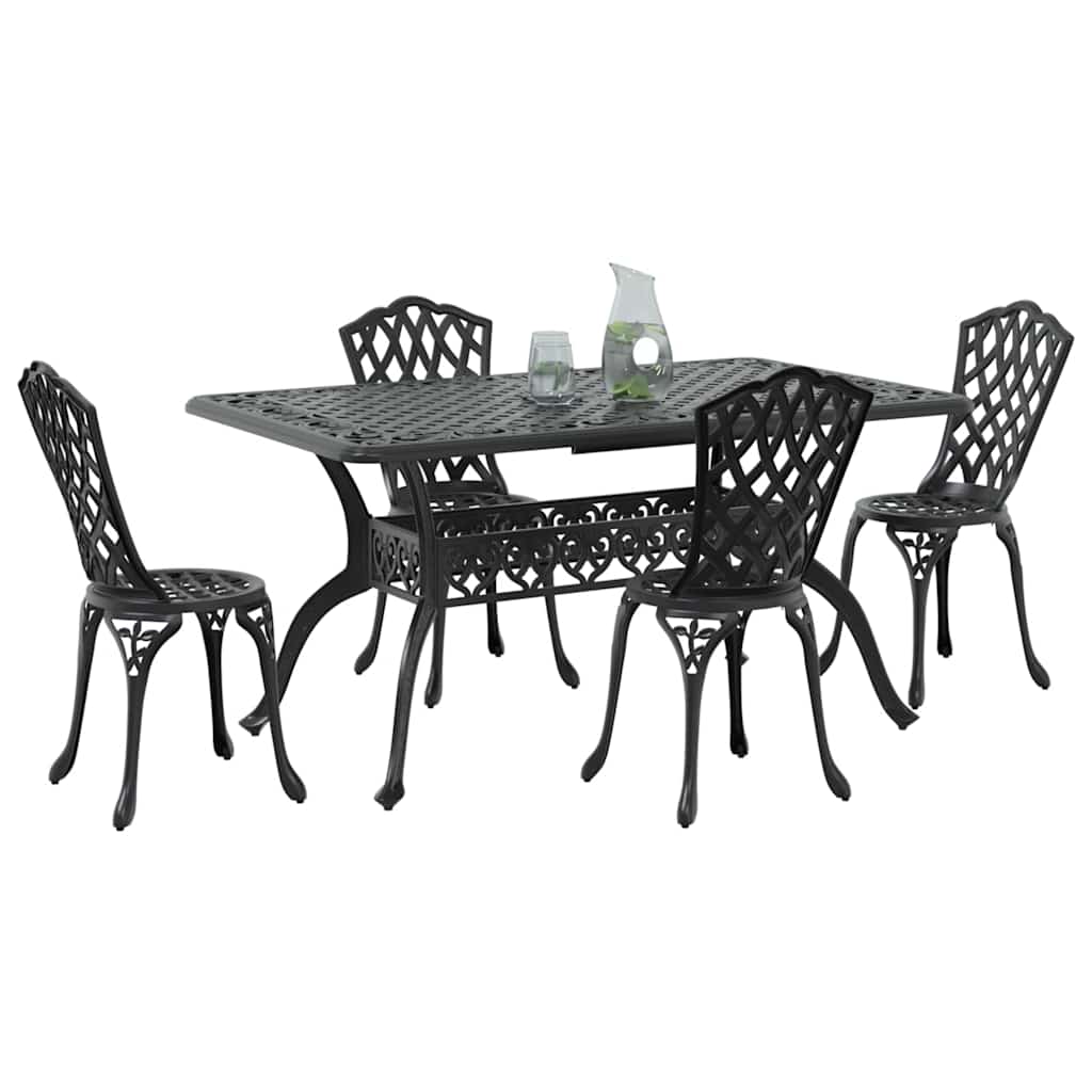 Set de masă pentru grădină 5 pcs Negru Aluminiu GartenMobel Dekor