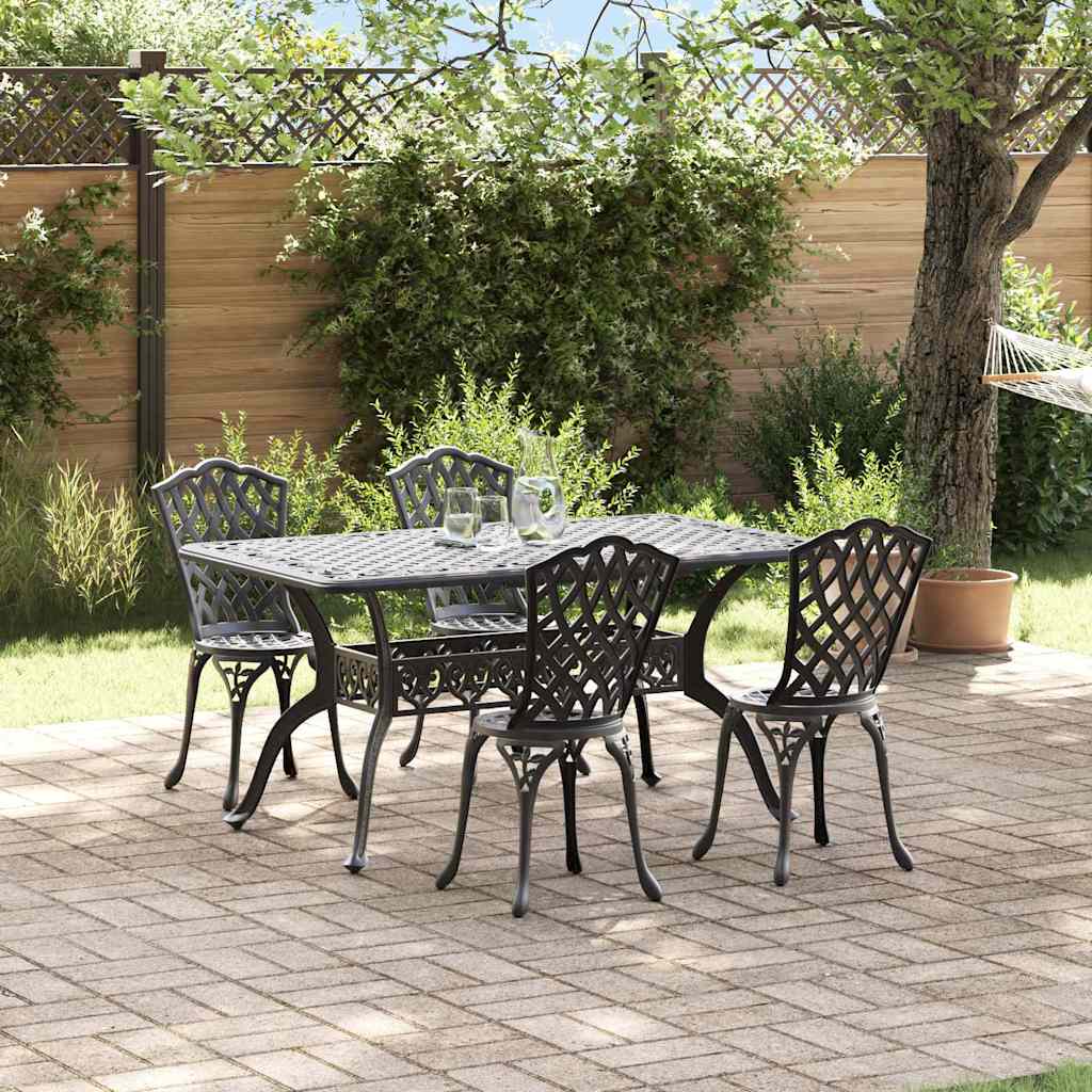 Set de masă pentru grădină 5 pcs Negru Aluminiu GartenMobel Dekor