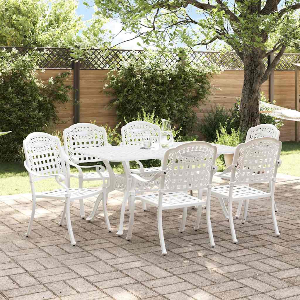 Set de masă pentru grădină 7 pcs Alb Aluminiu GartenMobel Dekor