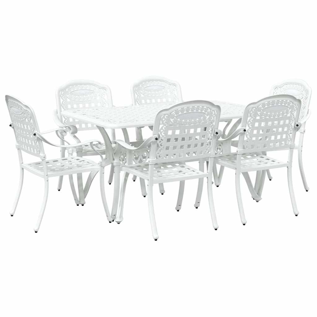 Set de masă pentru grădină 7 pcs Alb Aluminiu GartenMobel Dekor