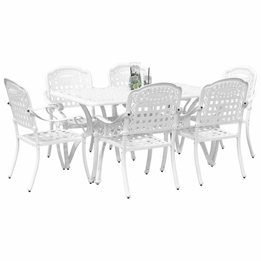 Set de masă pentru grădină 7 pcs Alb Aluminiu GartenMobel Dekor