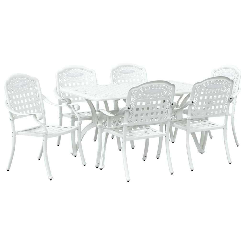 Set de masă pentru grădină 7 pcs Alb Aluminiu GartenMobel Dekor