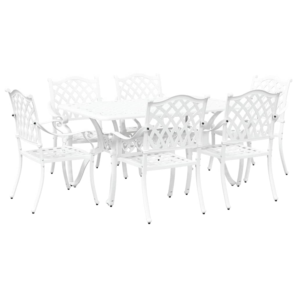Set de masă pentru grădină 7 pcs Alb Aluminiu GartenMobel Dekor
