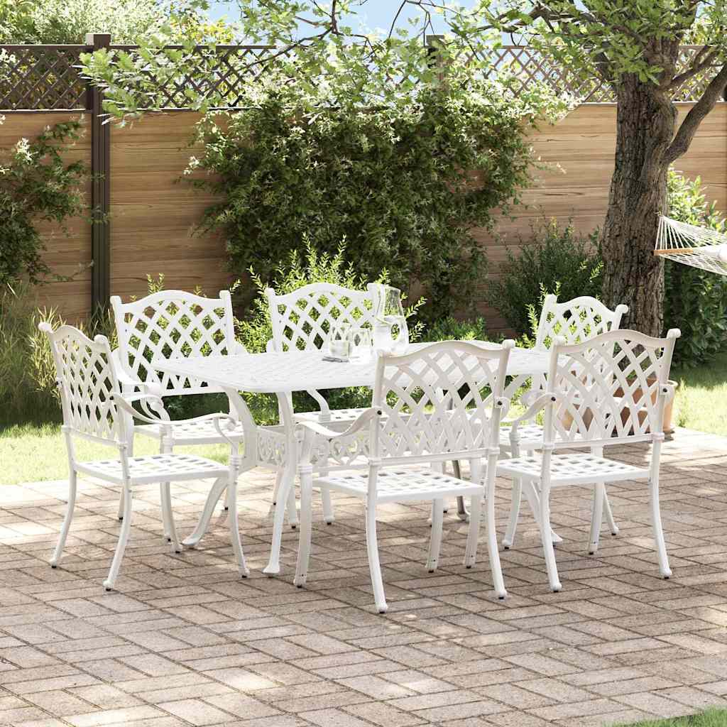 Set de masă pentru grădină 7 pcs Alb Aluminiu GartenMobel Dekor