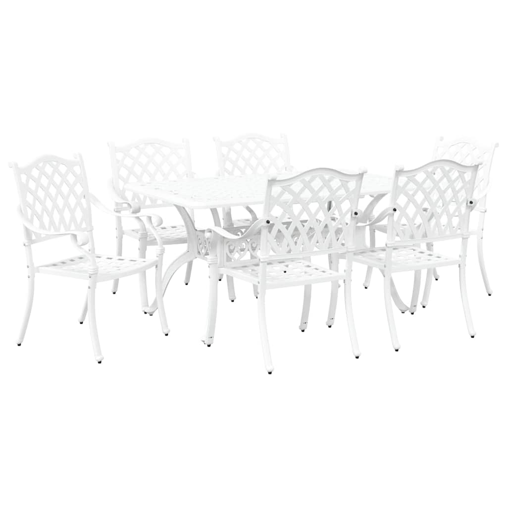 Set de masă pentru grădină 7 pcs Alb Aluminiu GartenMobel Dekor