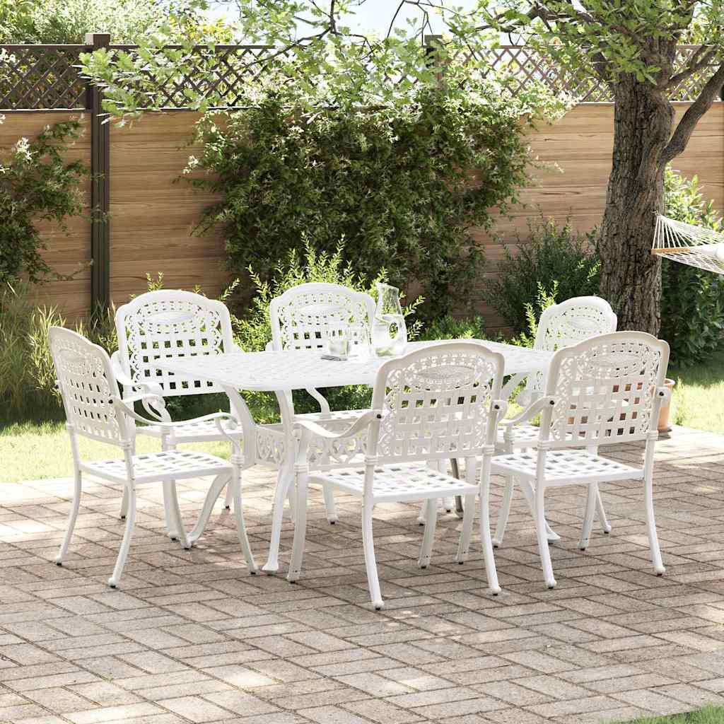 Set de masă pentru grădină 7 pcs Alb Aluminiu GartenMobel Dekor