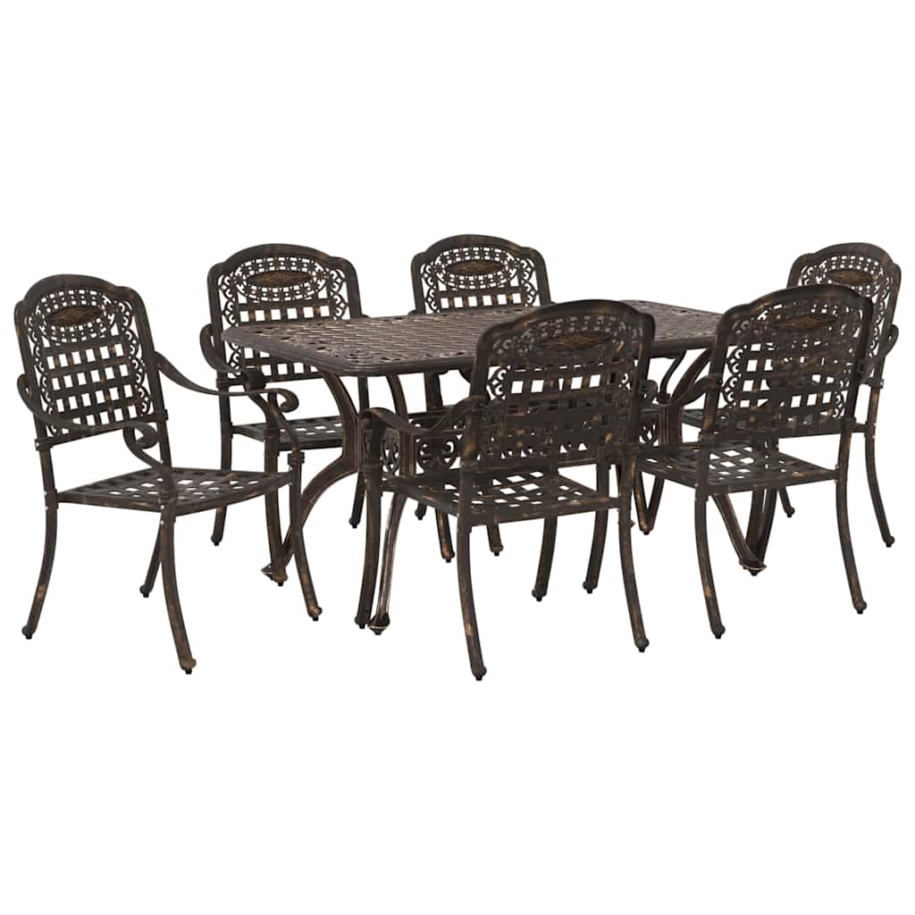 Set de masă pentru grădină 7 pcs Bronz Aluminiu GartenMobel Dekor