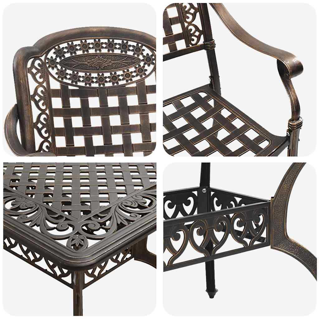 Set de masă pentru grădină 7 pcs Bronz Aluminiu GartenMobel Dekor