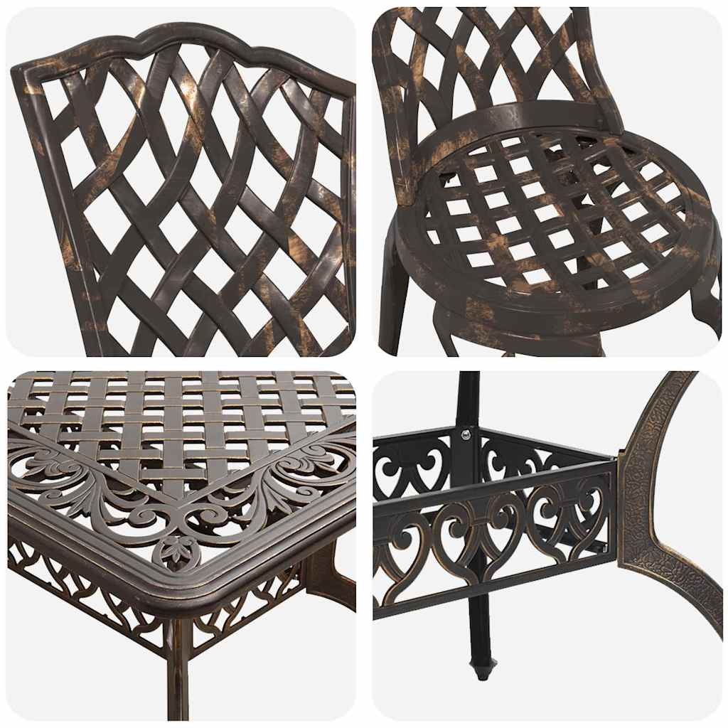 Set de masă pentru grădină 7 pcs Bronz Aluminiu GartenMobel Dekor