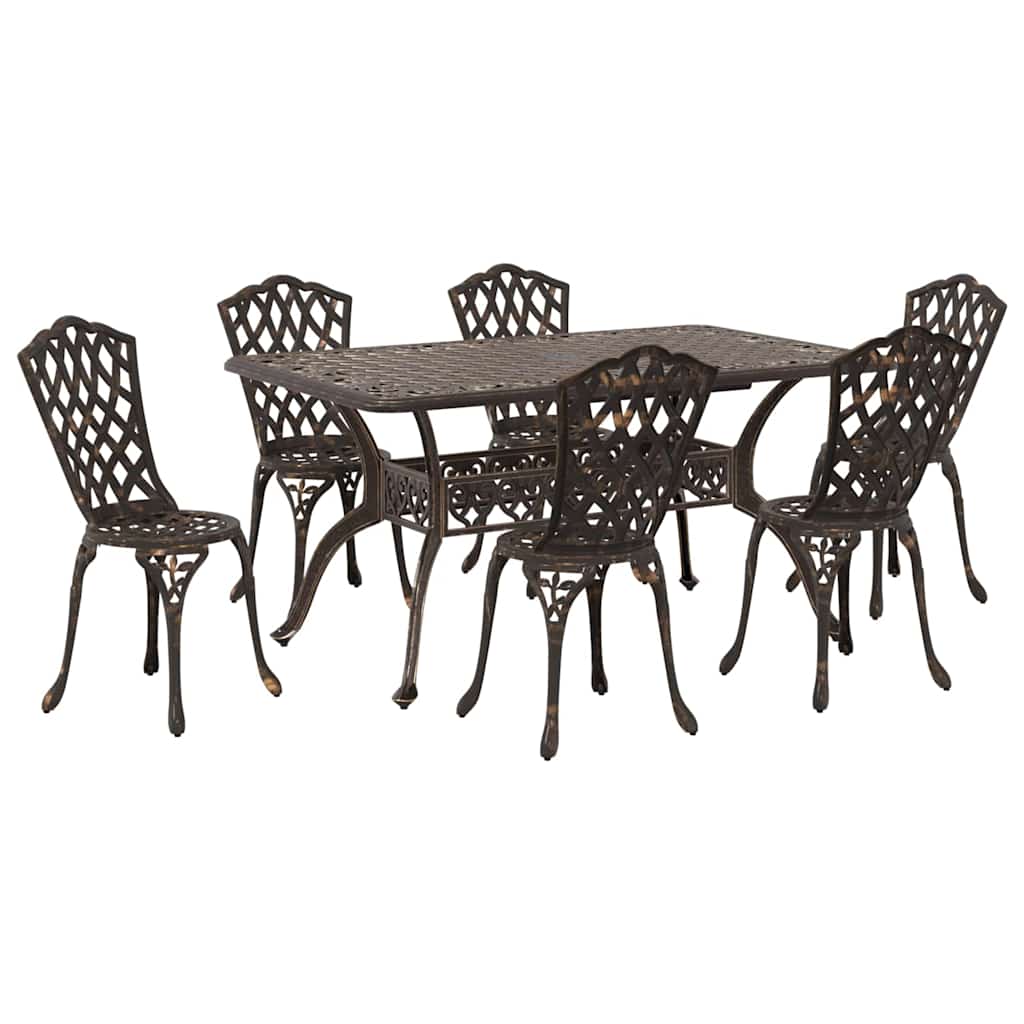 Set de masă pentru grădină 7 pcs Bronz Aluminiu GartenMobel Dekor