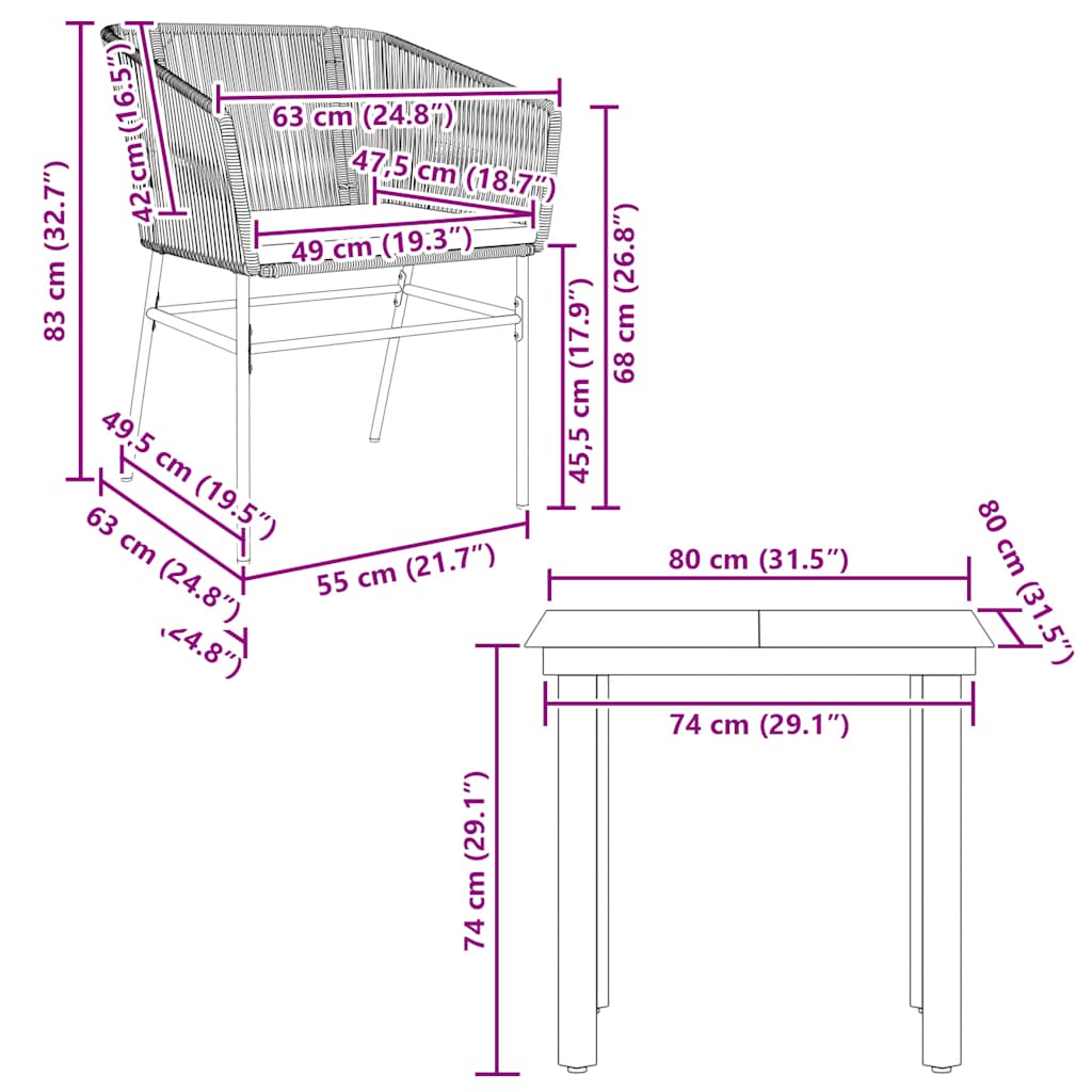 Set mobilier de grădină cu perne 3 piese maro sticlă polirattan GartenMobel Dekor