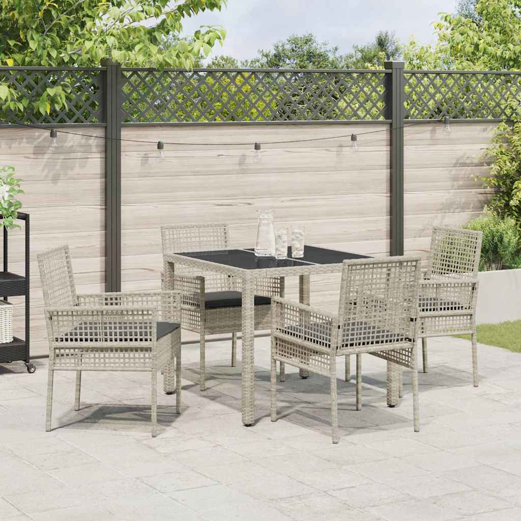 Set de masă pentru grădină 5 pcs Gri deschis poliratan GartenMobel Dekor