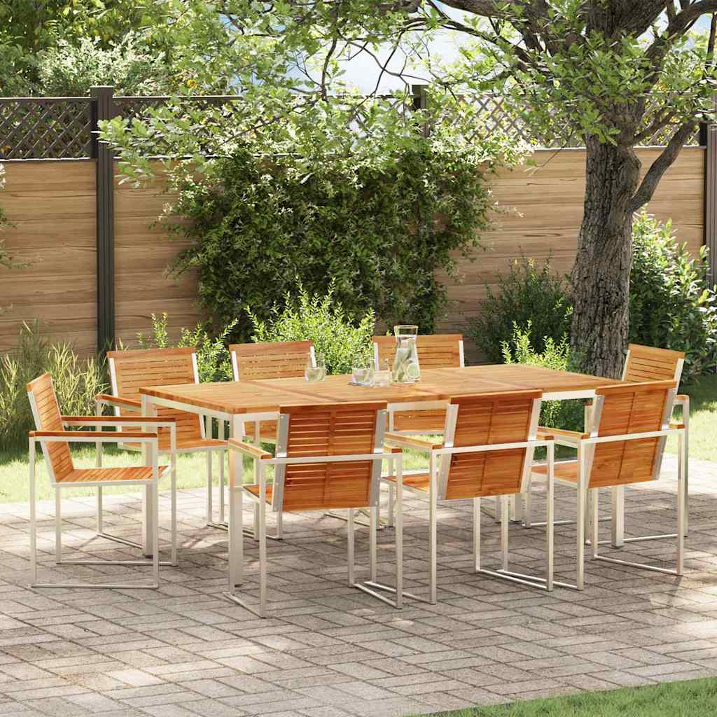 Set de masă pentru grădină 9 pcs Maro Lemn solid de tec GartenMobel Dekor