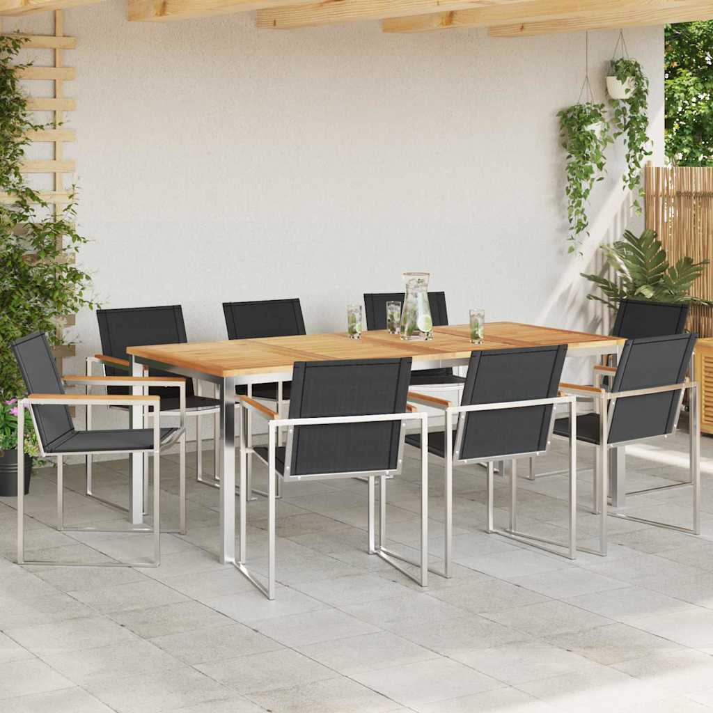 Set de masă pentru grădină 9 pcs Maro Lemn solid de tec GartenMobel Dekor