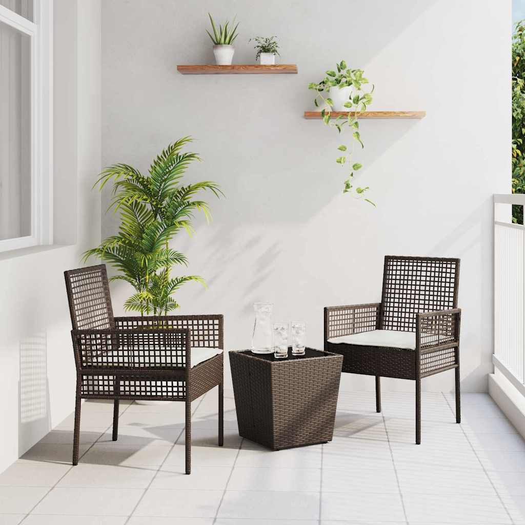 Set Bistro de Grădină 3 pcs Maro poliratan GartenMobel Dekor