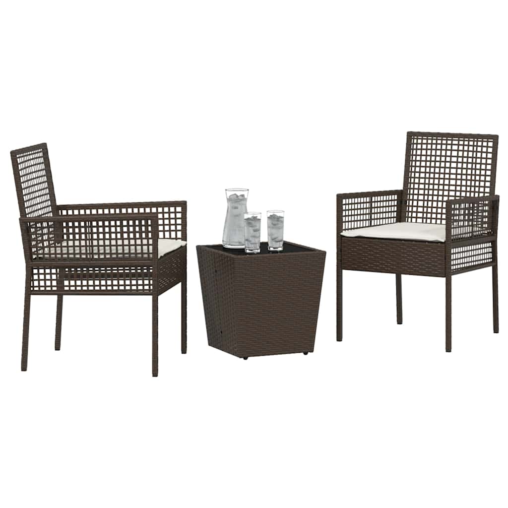 Set Bistro de Grădină 3 pcs Maro poliratan GartenMobel Dekor